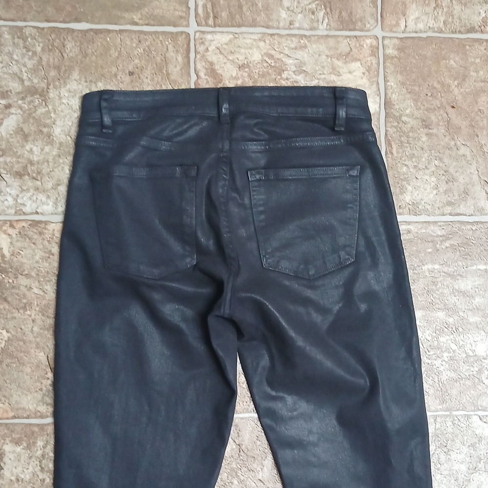 Elie Tahari Coated Azelia Jean Low Rise Skinny Leg Black Denim Jeans Size 25 - Picture 6 of 6